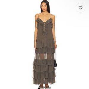 Ronny Kobo Giselle Dress in Pebble NWT Size Small Olive Green Maxi Dress